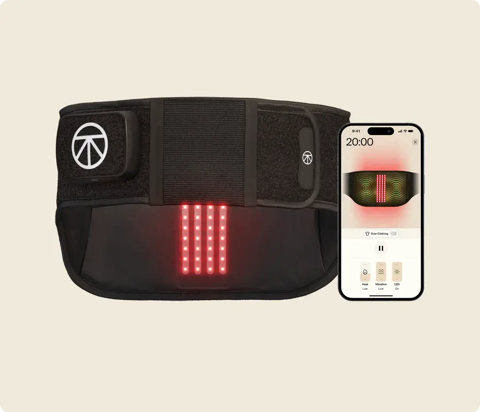 ThermBack LED device alongside the Therabody app treatment controls